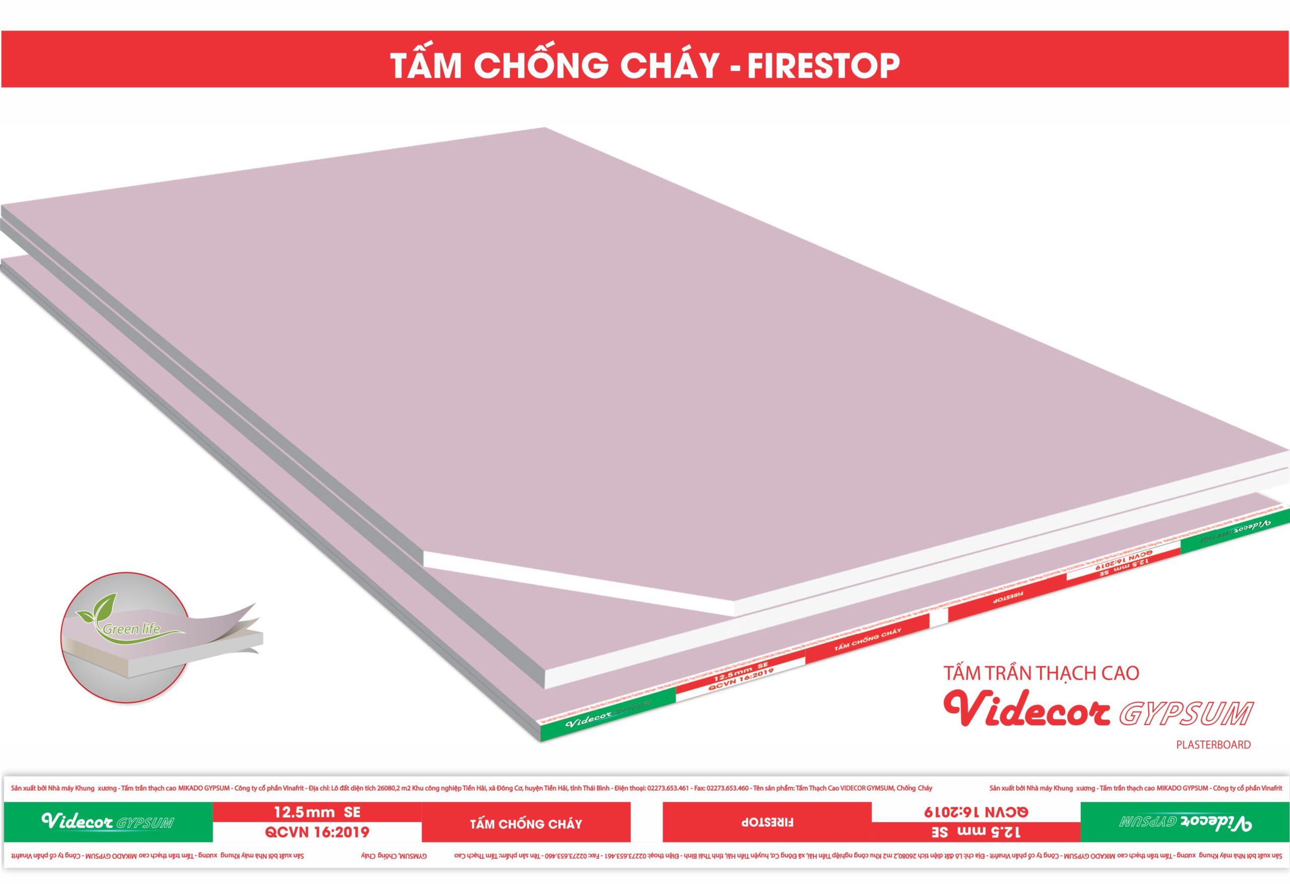 TẤM TRẦN THẠCH CAO CHỐNG CHÁY VIDECOR