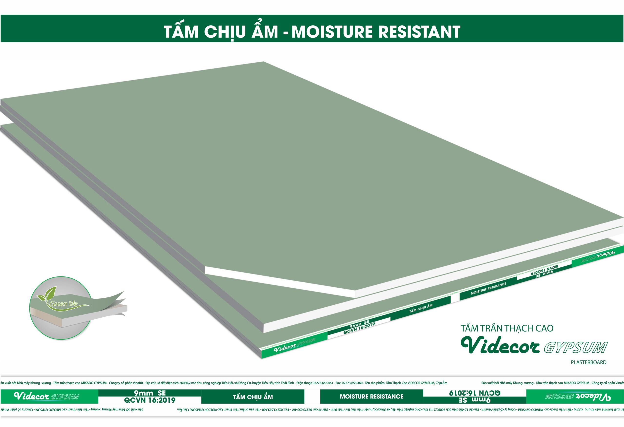 TẤM TRẦN THẠCH CAO CHỊU ẨM VIDECOR
